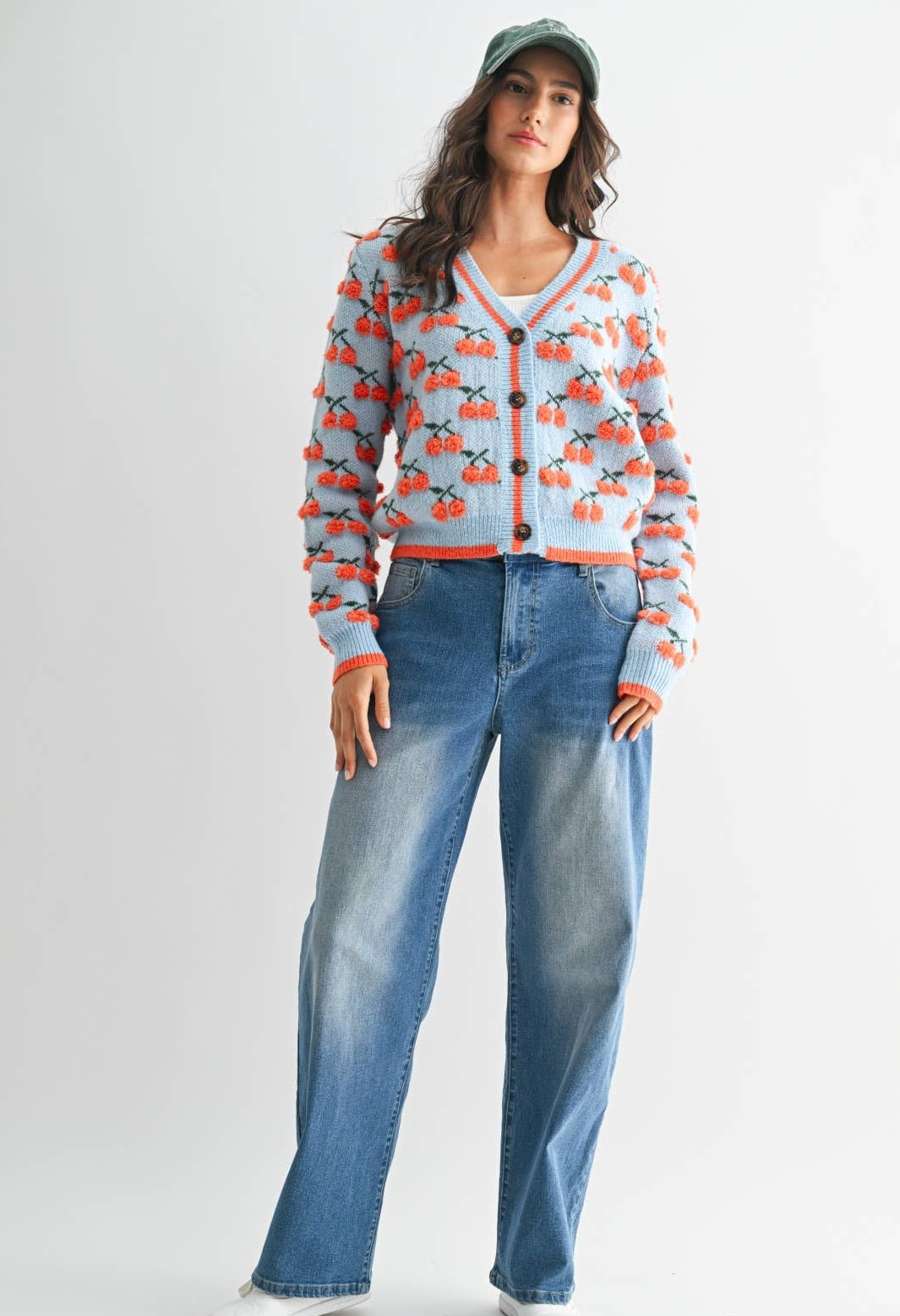 Karina Cherry Wool Cardigan