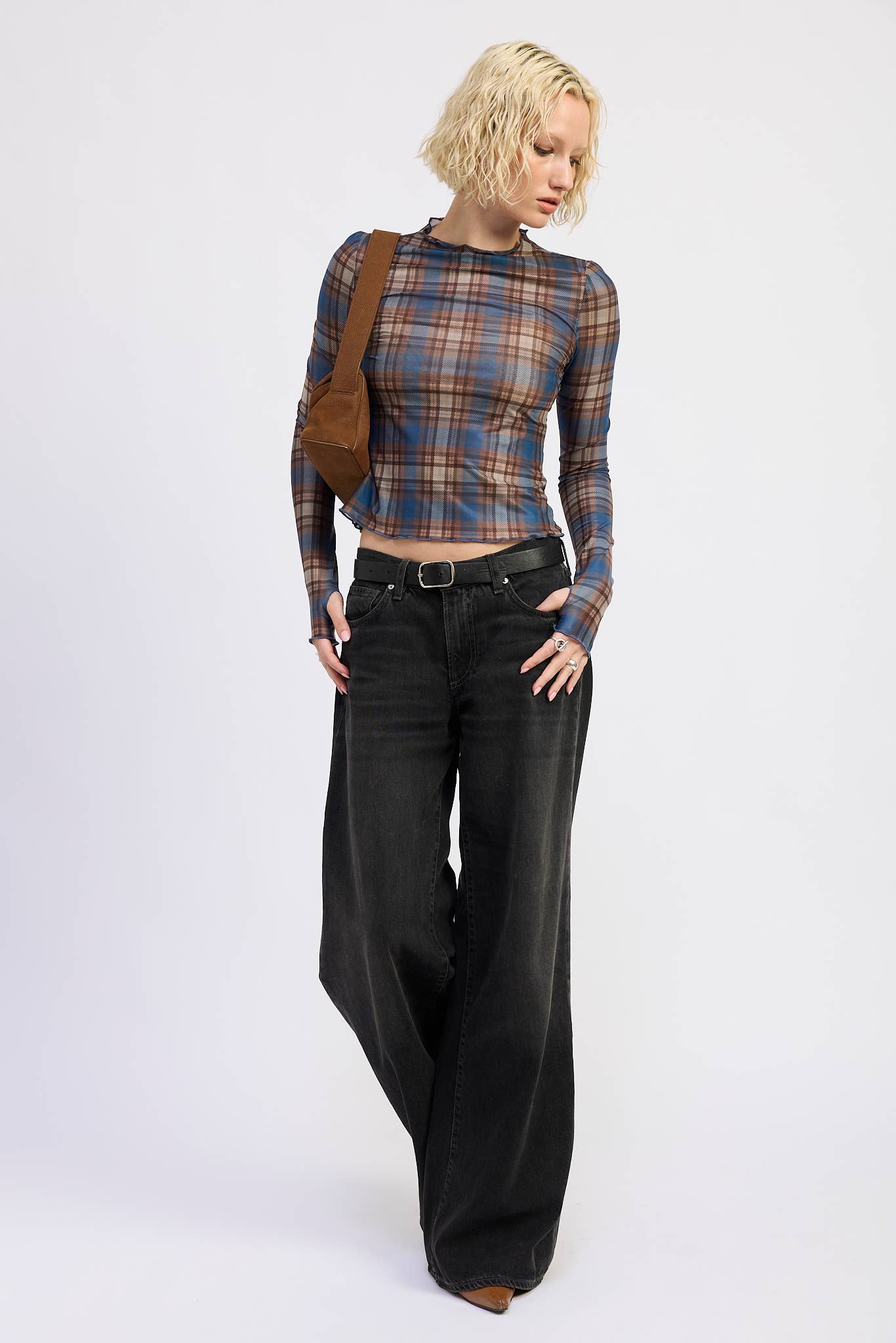 Daria Plaid Mesh Top