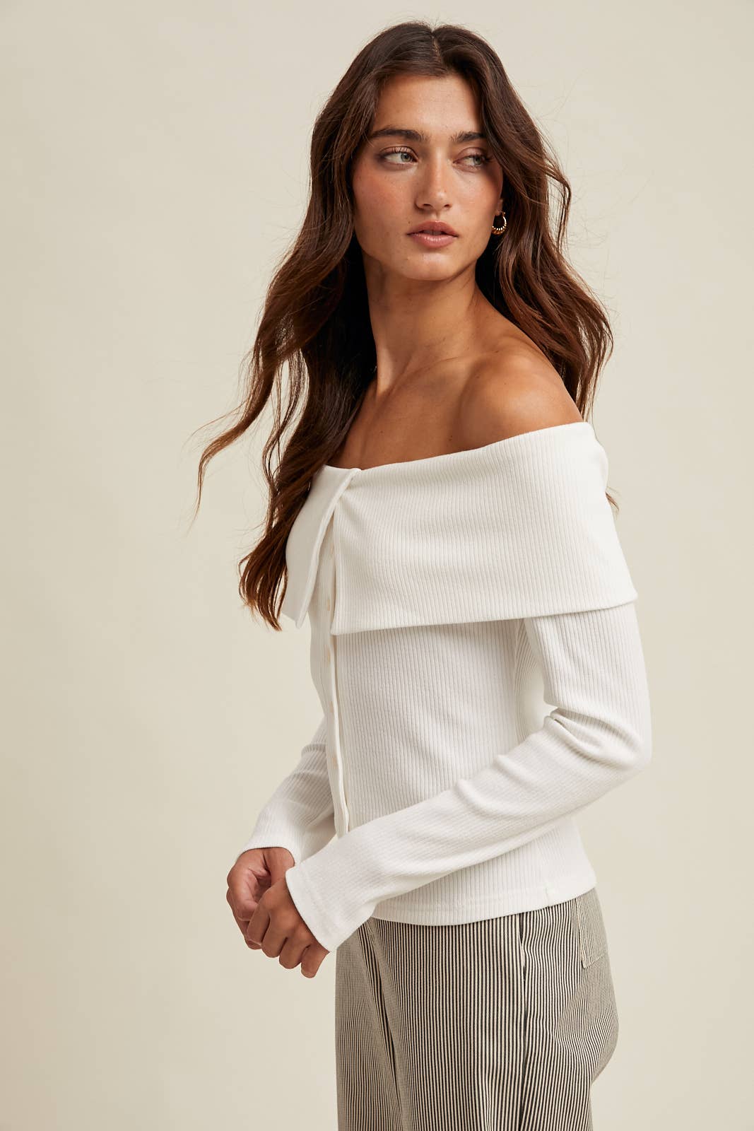 Sabrina Ribbed Off The Shoulder Top - Two Colors