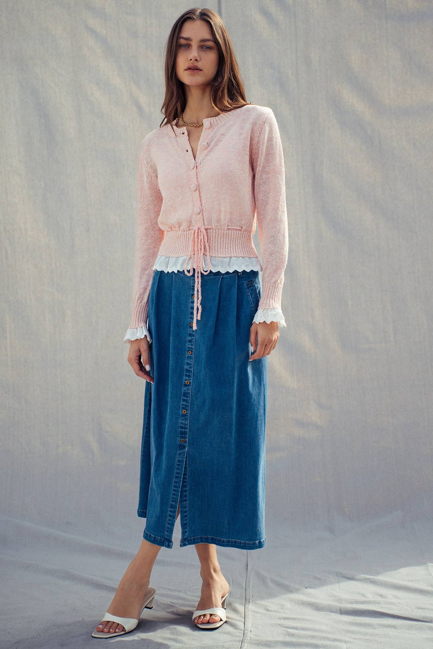 Eva Eyelet Trim Cardigan