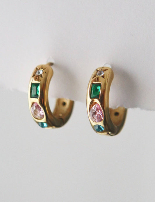 Jade Gemstone Mini Hoops