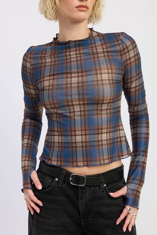 Daria Plaid Mesh Top