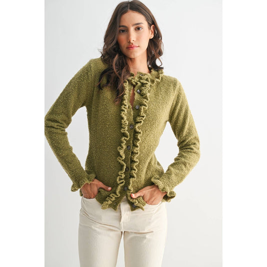 Camille Ruffle Trim Cardigan