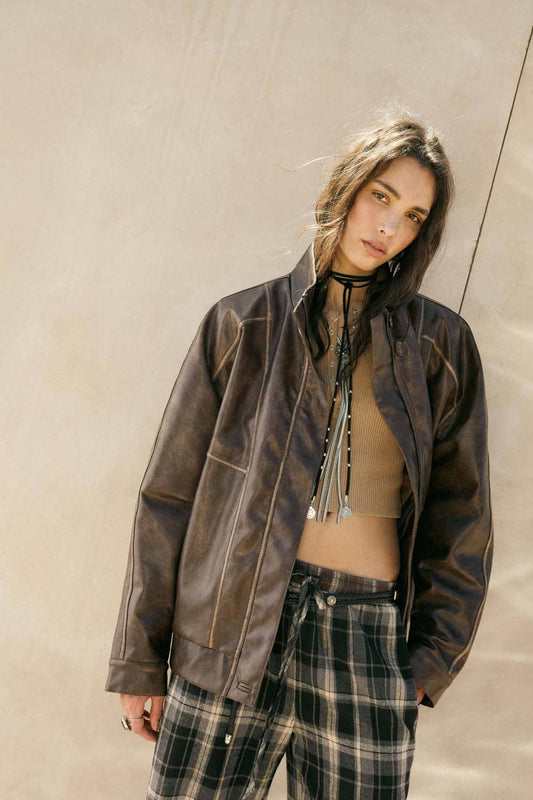 Meredith Leather Piping Jacket