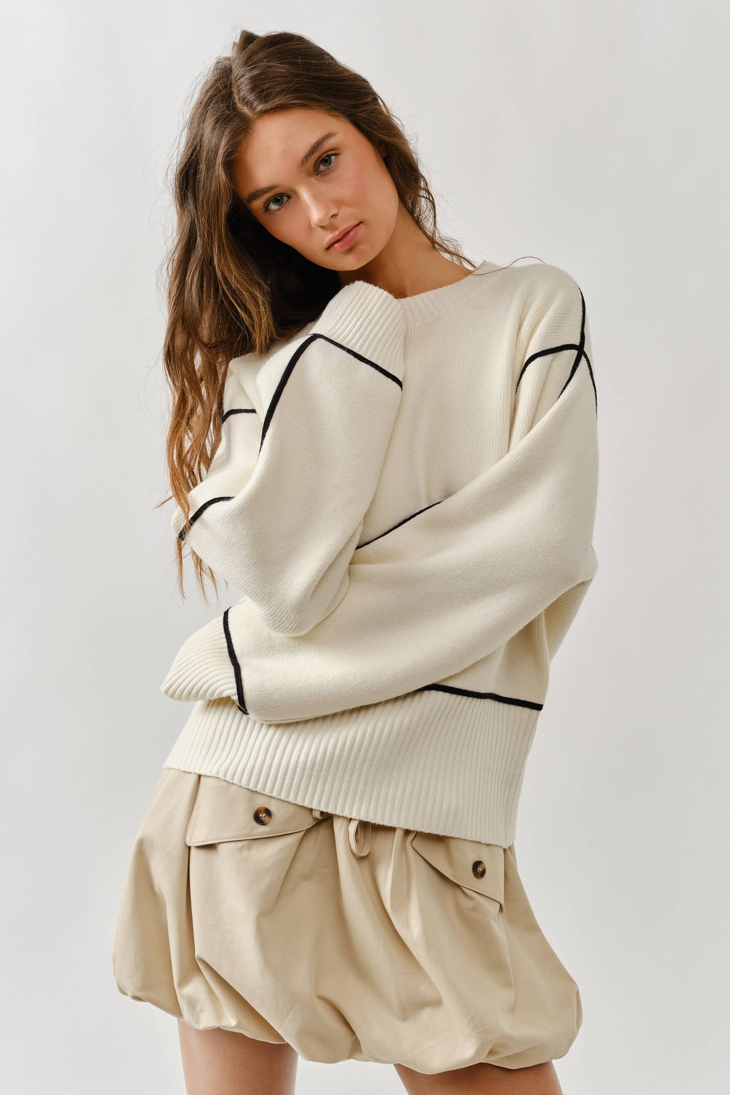 Aria Contrast Stitch Sweater