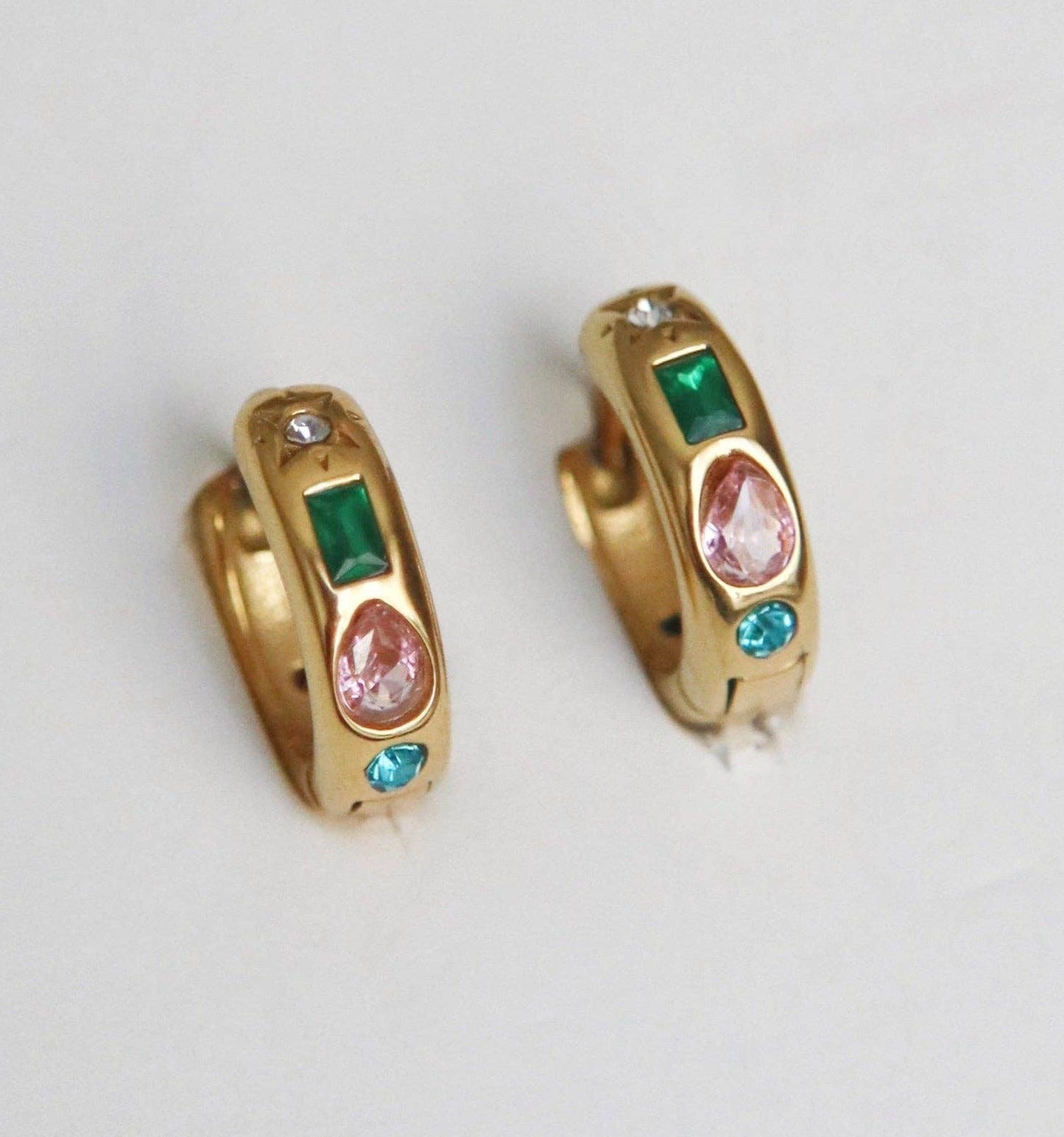 Jade Gemstone Mini Hoops