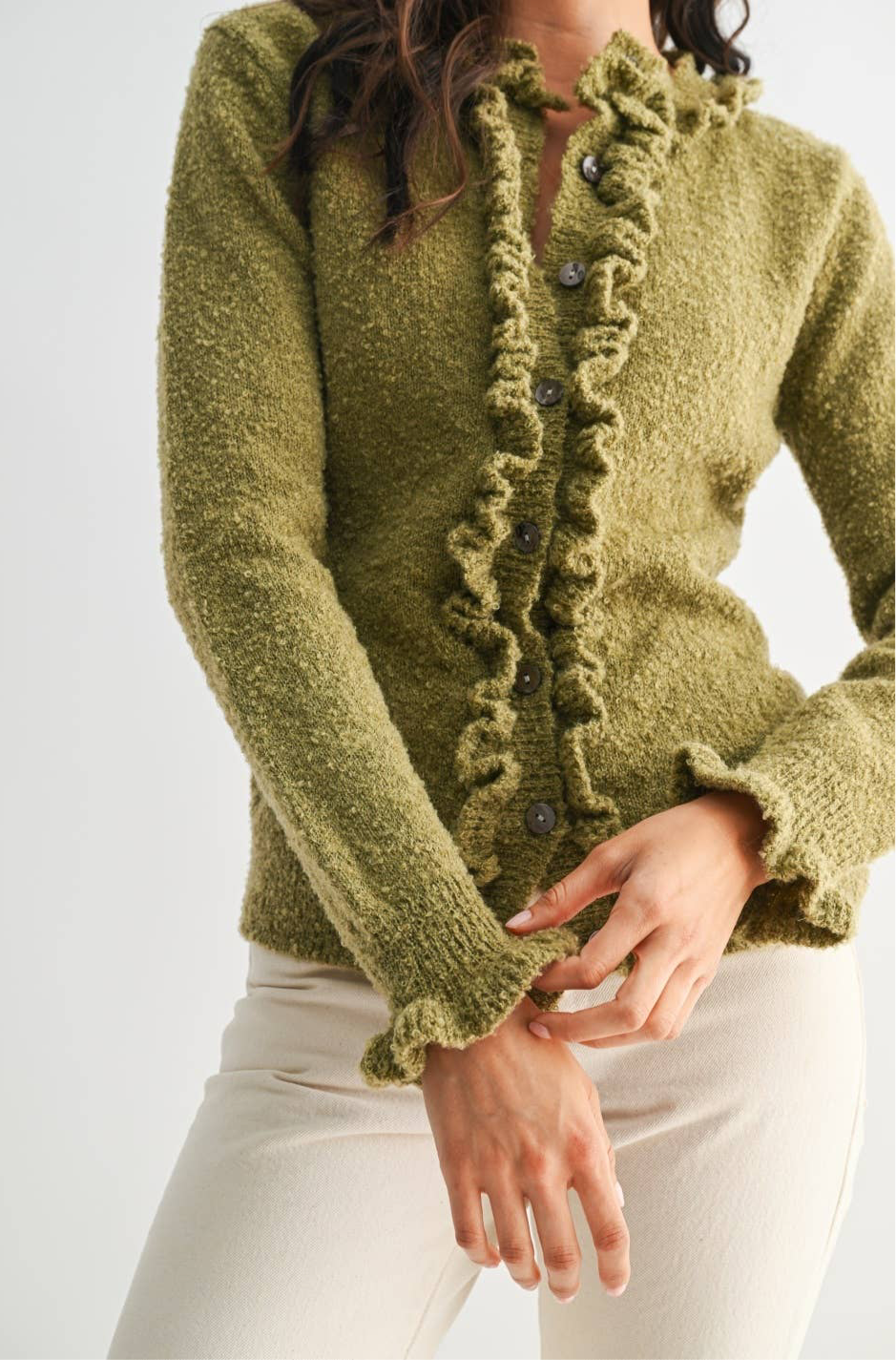 Camille Ruffle Trim Cardigan