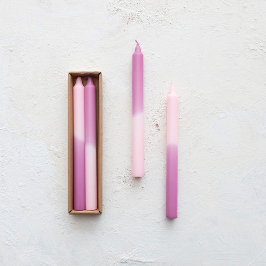 Pink & Lilac Ombre Taper Candles