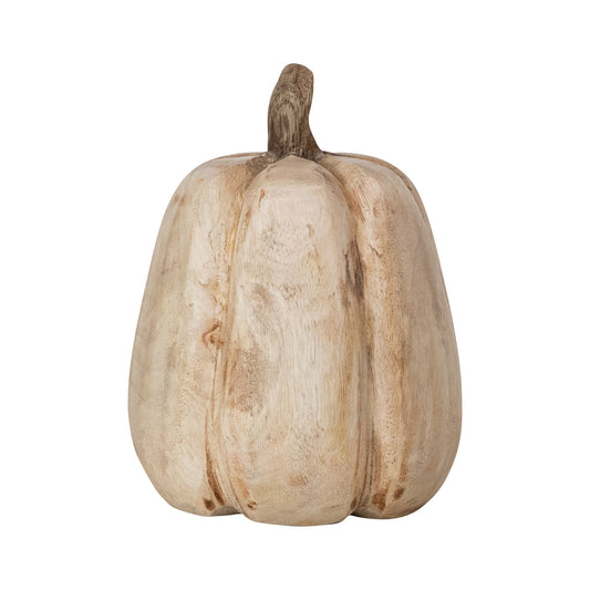 7" Carved Mango Wood Pumpkin