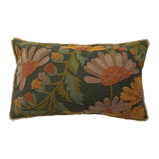 Harvest Bloom Embroidered Pillow