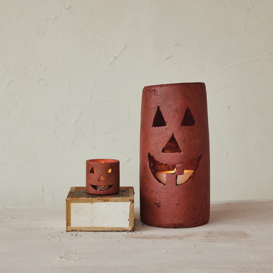Terra Cotta Jack-O-Lantern Hurricanes