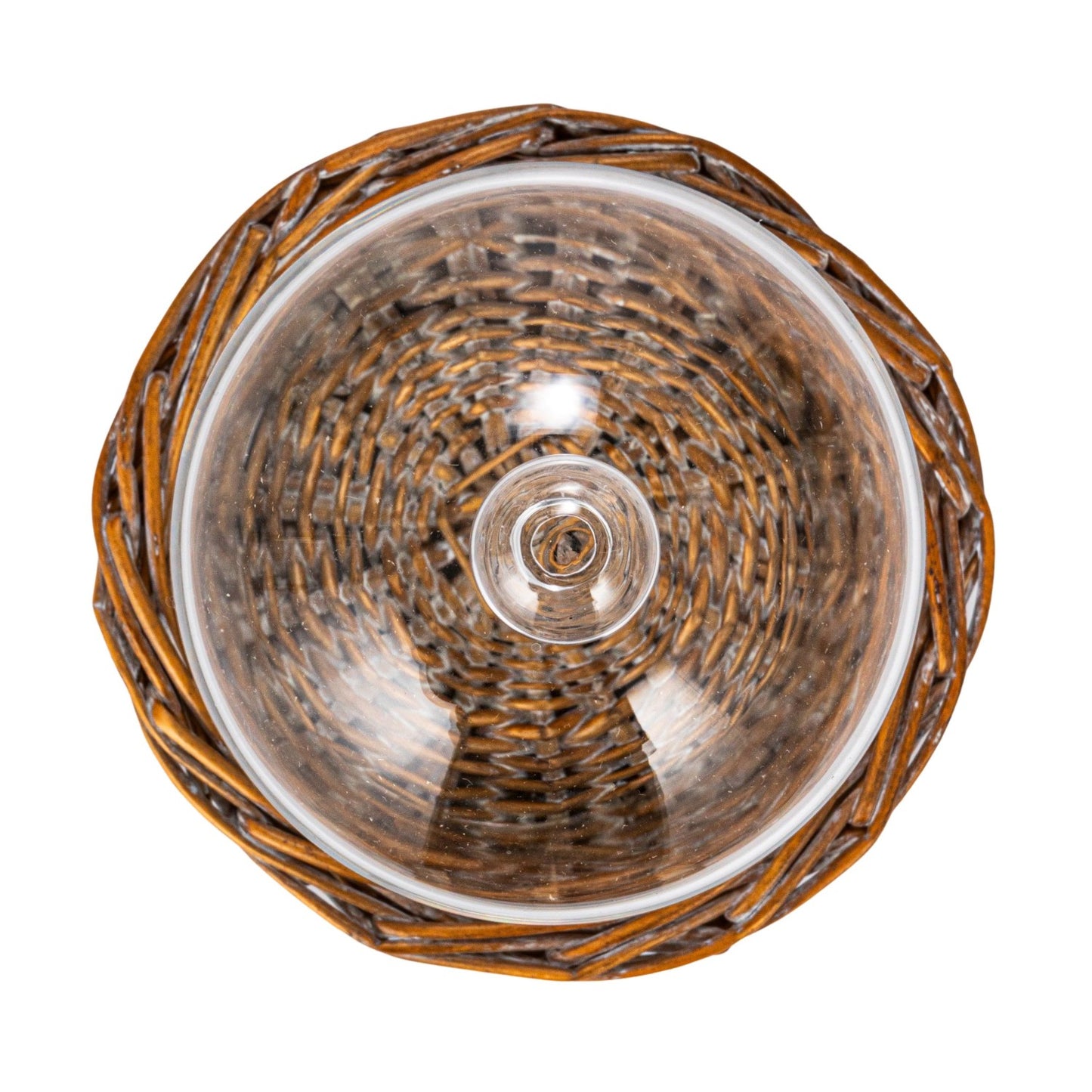 Woven Willow Base Glass Cloche
