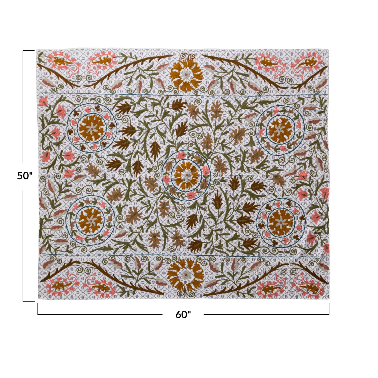 Cottagecore Embroidered Reversible Throw