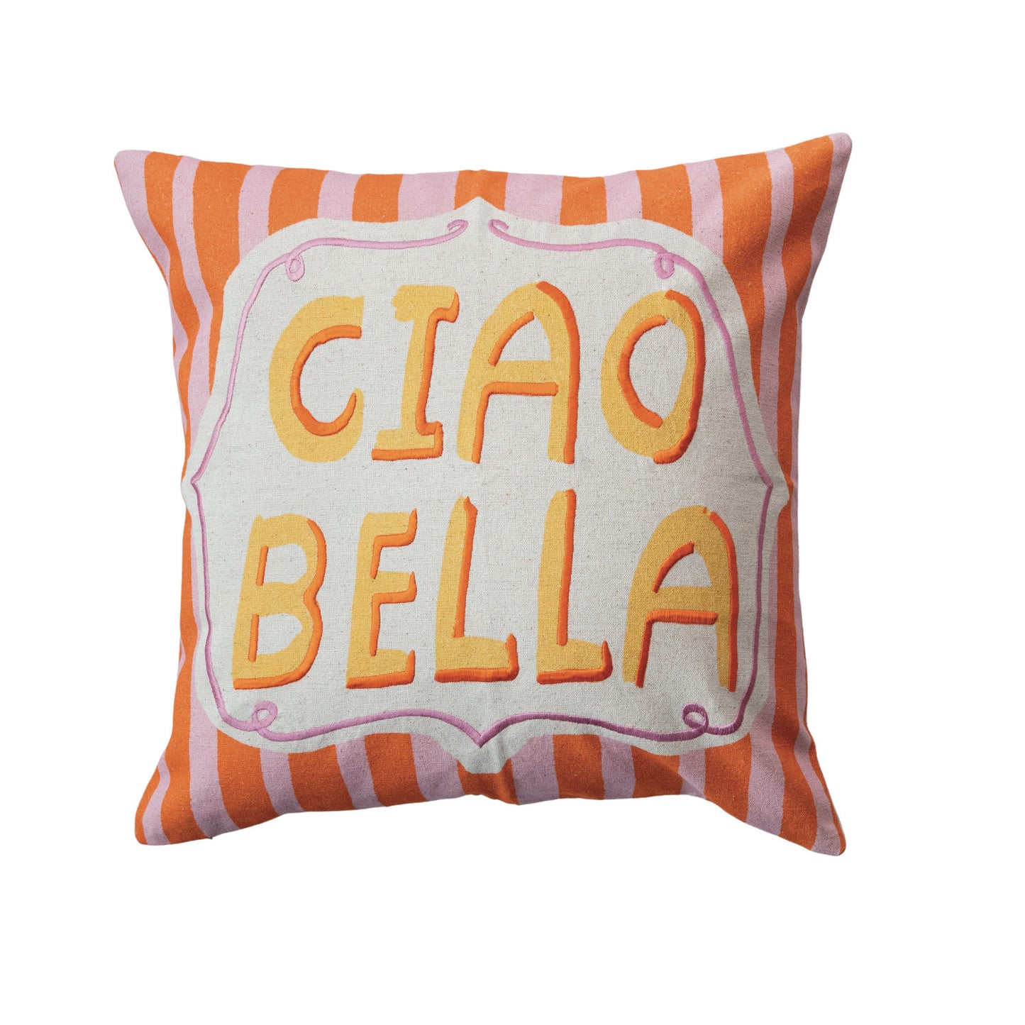 Ciao Bella Embroidered Pillow
