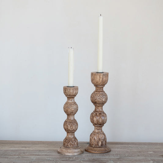 Hand-Carved Candle Holders