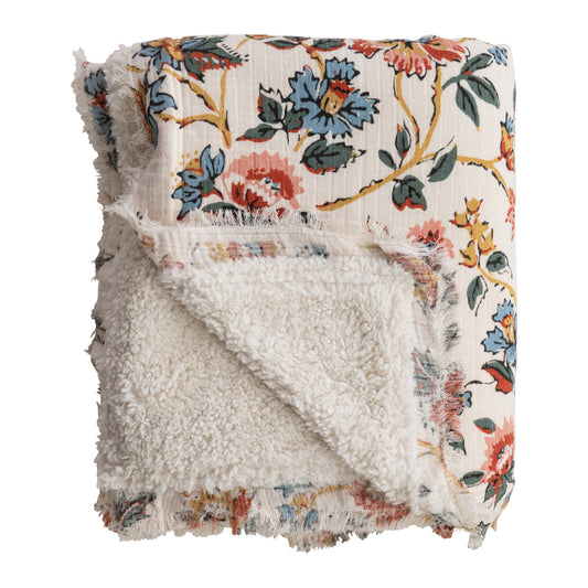 Autumn Cottage Core Sherpa Throw