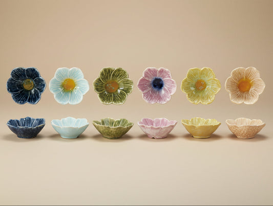 Reactive Glaze Stoneware Flower Mini Bowl