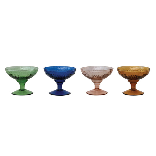 Vintage Embossed Coupe Glass - Four Colors