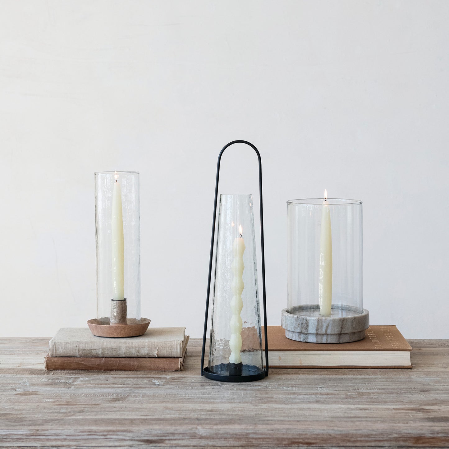 Hammered Glass Lantern Taper Holder