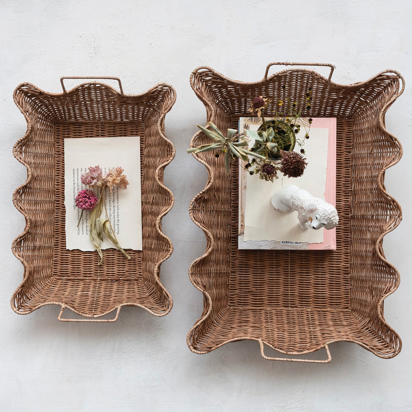 Hand-Woven Rattan Nesting Trays