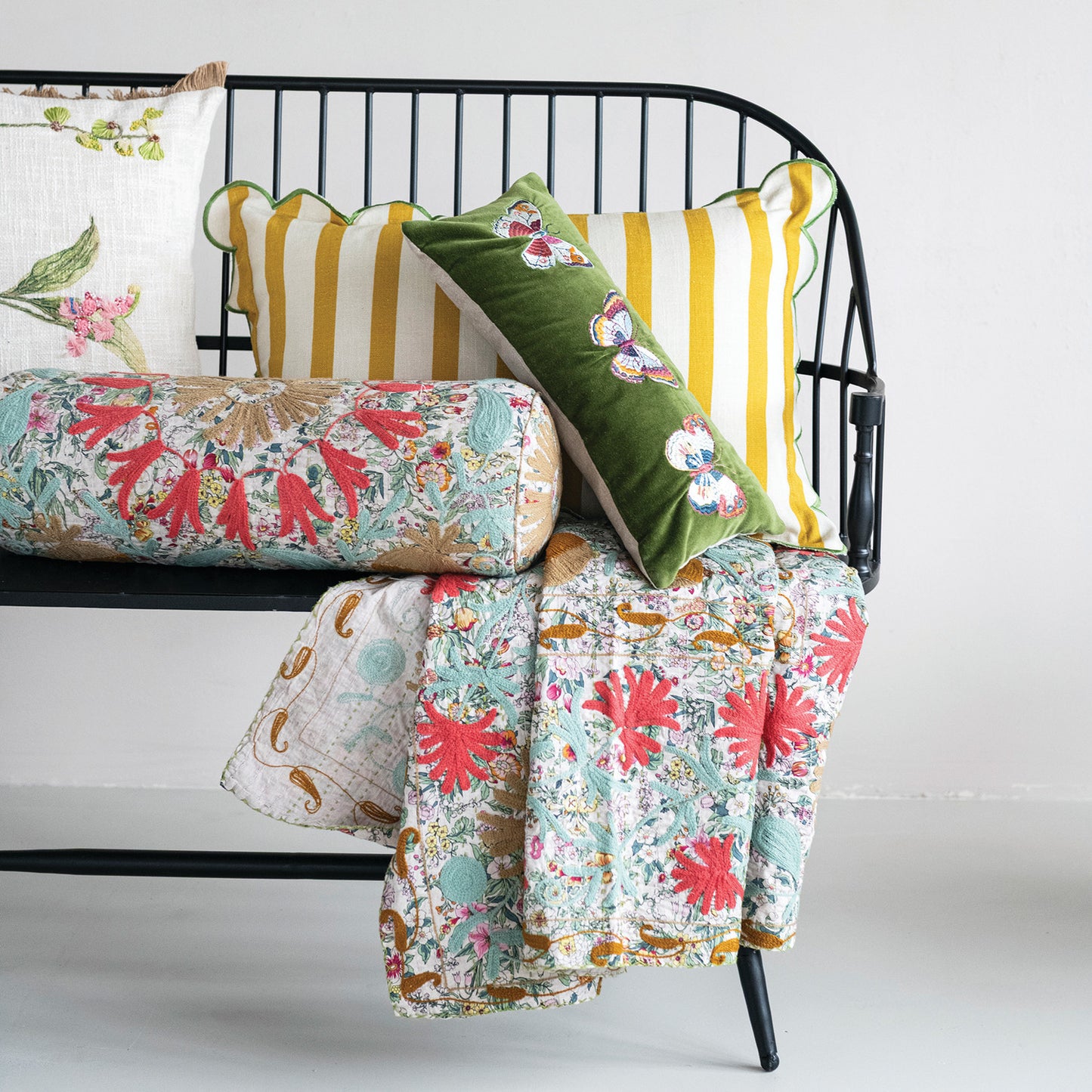 24" Cotton Contrast Lumbar Pillow