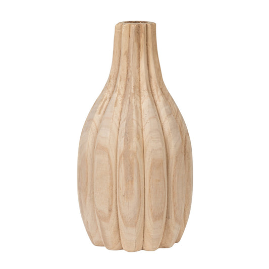 11.25" Carved Paulownia Wood Vase