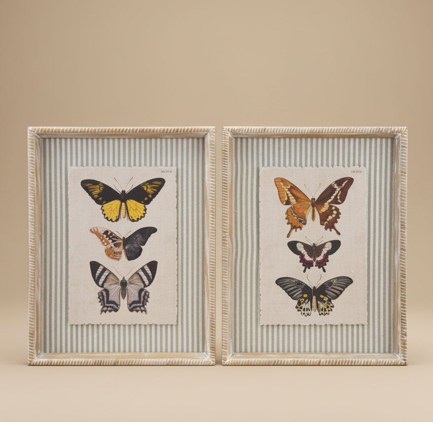 Wood Framed Butterflies Wall Art