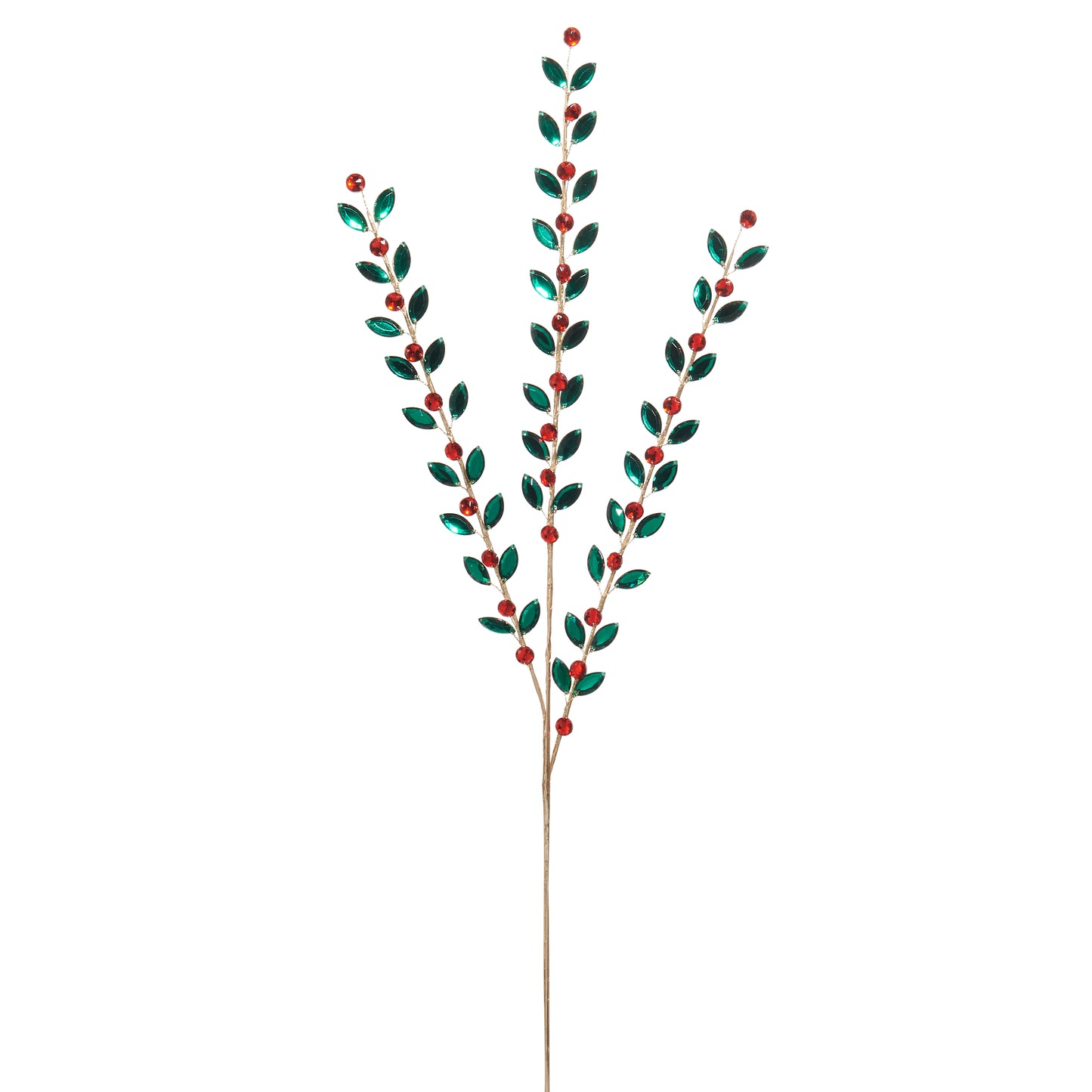 34" Jeweled Leaf Spray - Red/Green