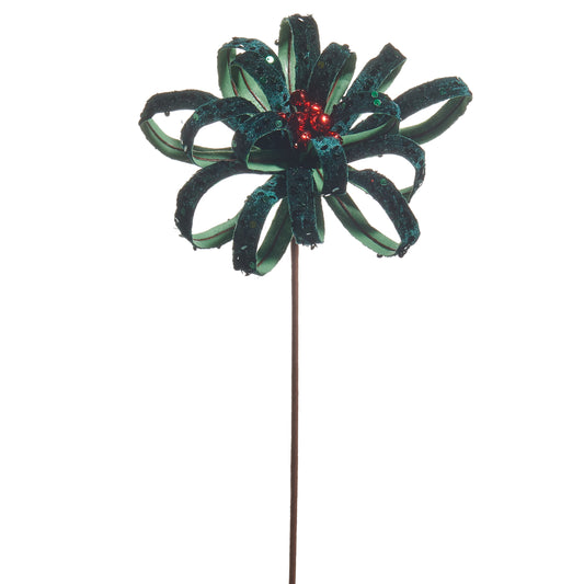 22" Velvet & Glitter Loop Bow Pick