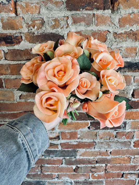 10" Soft Peach Rose Bouquet