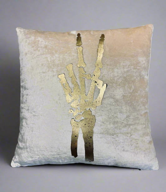 Skeleton Peace Sign Pillow