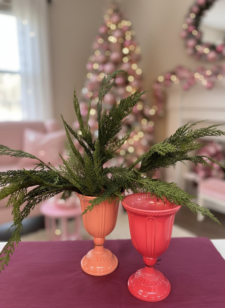 Pink & Merry Metal Footed Urn