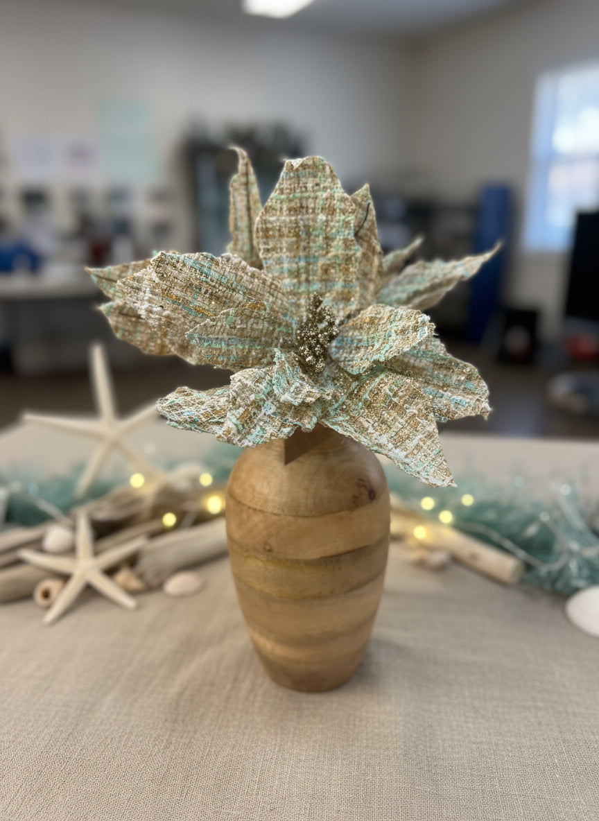 13" Ambrosia Tweed Poinsettia Pick