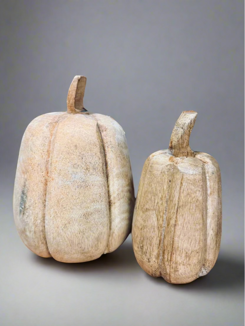 5.75" Carved Mango Wood Pumpkin