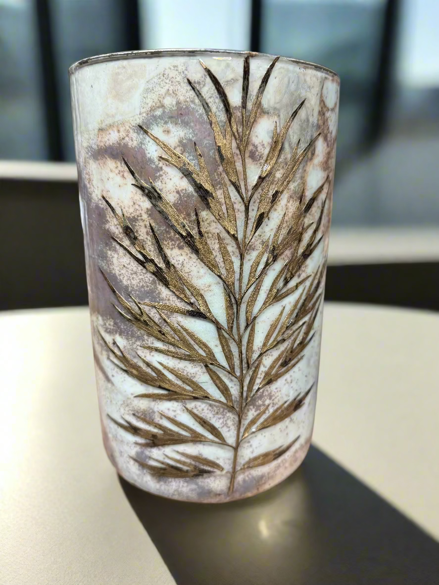 Large Pressed Leaf Glass Hurricane