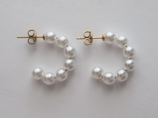 Classic Pearl Hoops