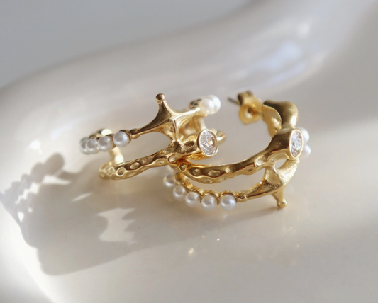 Astrid Pearl Star Hoops