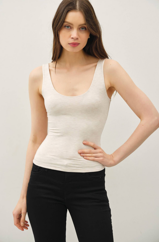 Avery Scoop Neck Tank - Oatmeal