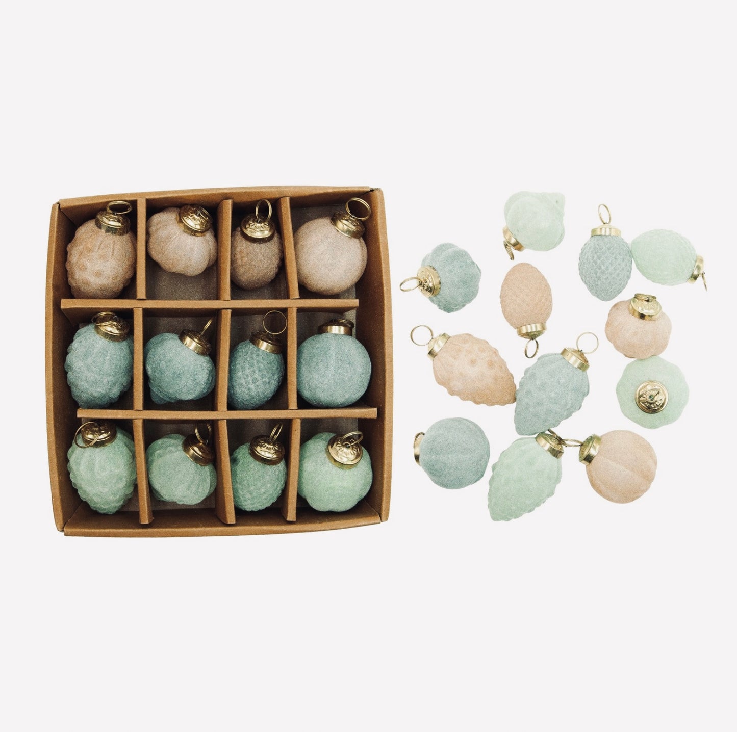 Soft Seas Flocked Glass Ornaments (12)