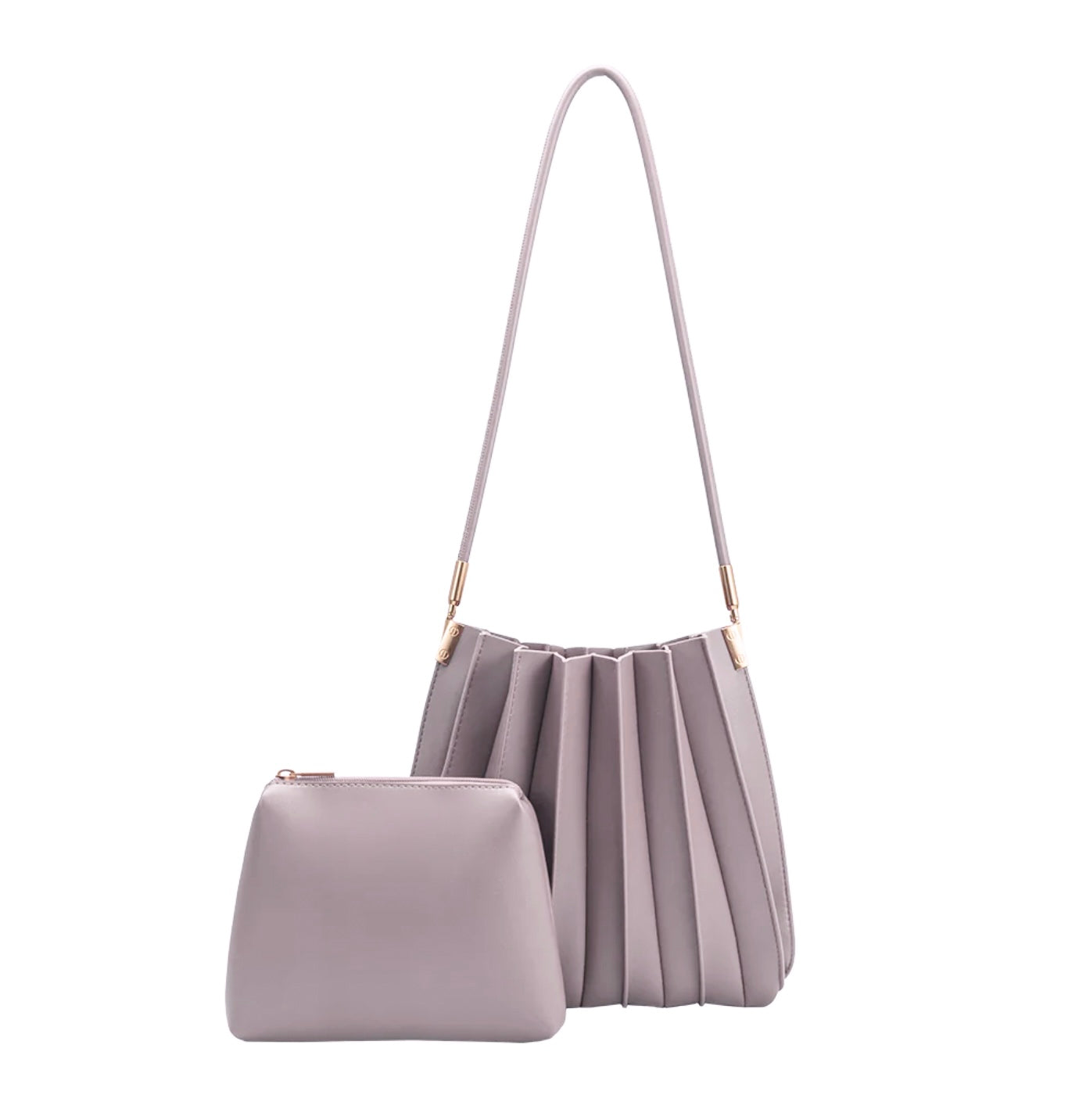 Carrie Pleated Shoulder Bag - Lilac