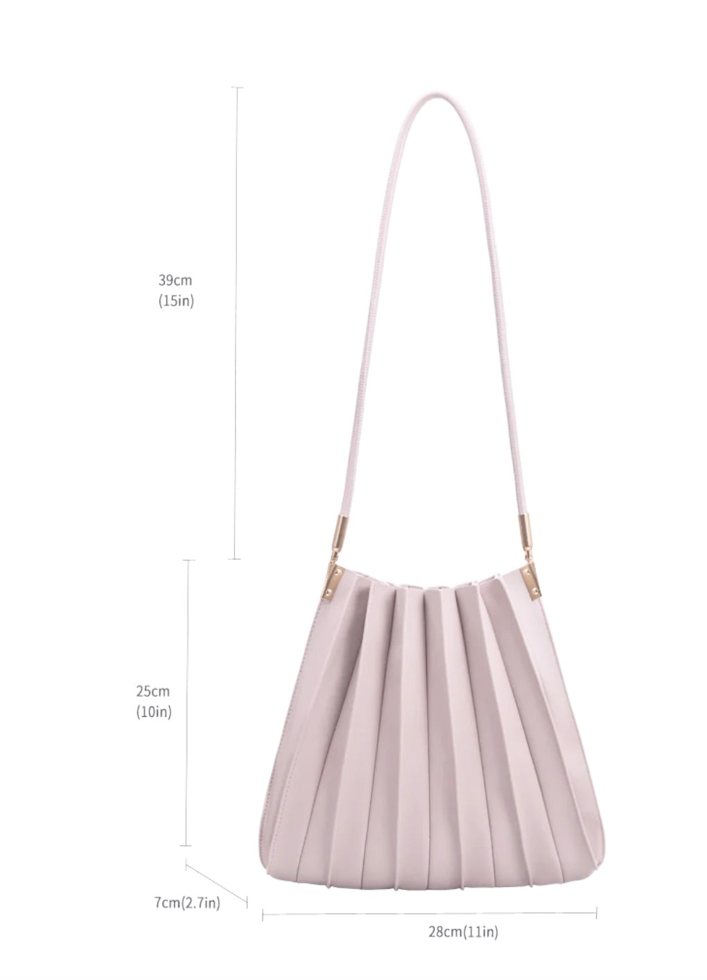 Carrie Pleated Shoulder Bag - Lilac