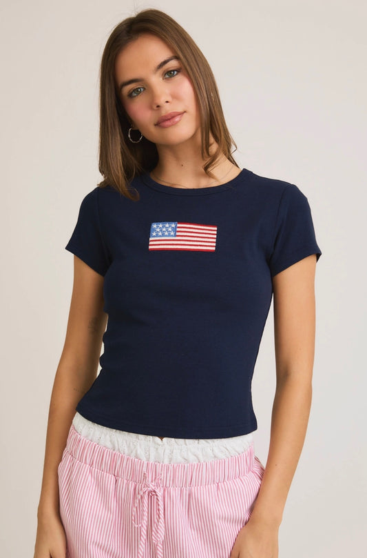Liberty Embroidered Tee - Two Colors