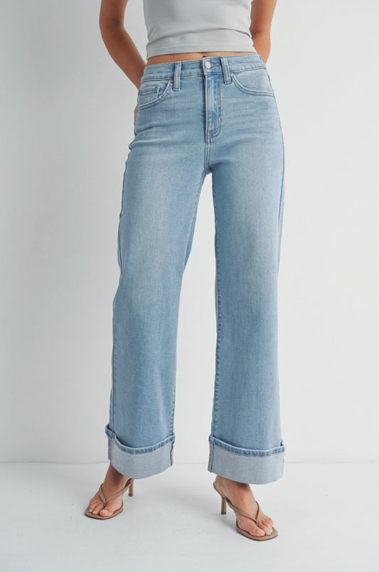 Hailey Cuffed Wide Leg Jean
