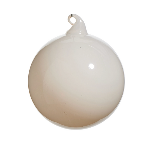 4" White Pearlescent Blown Glass Ornament