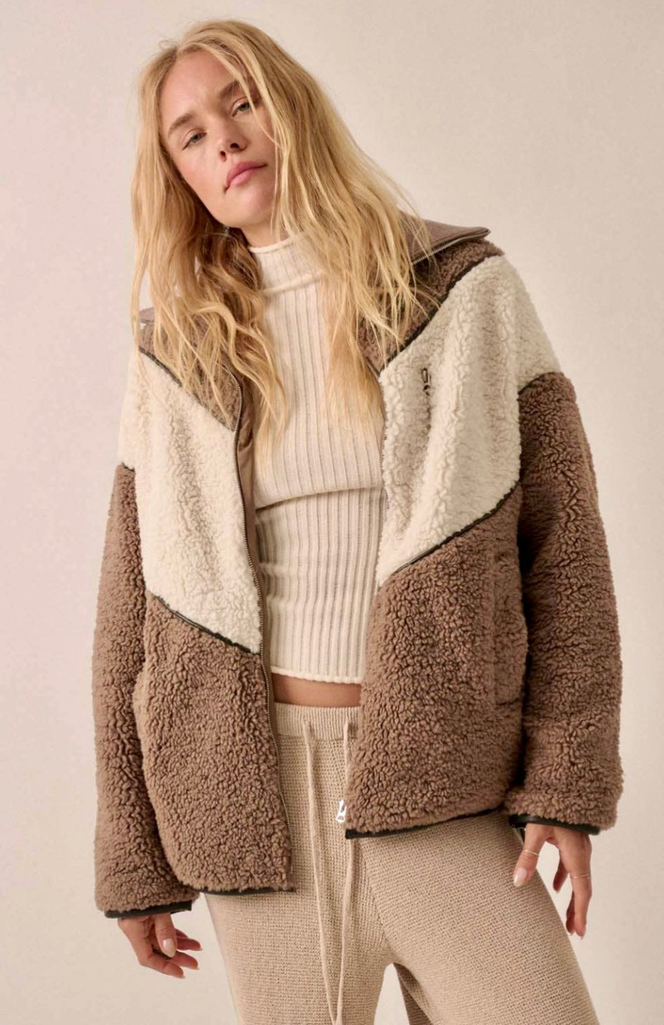 Mia Color Block Sherpa Jacket