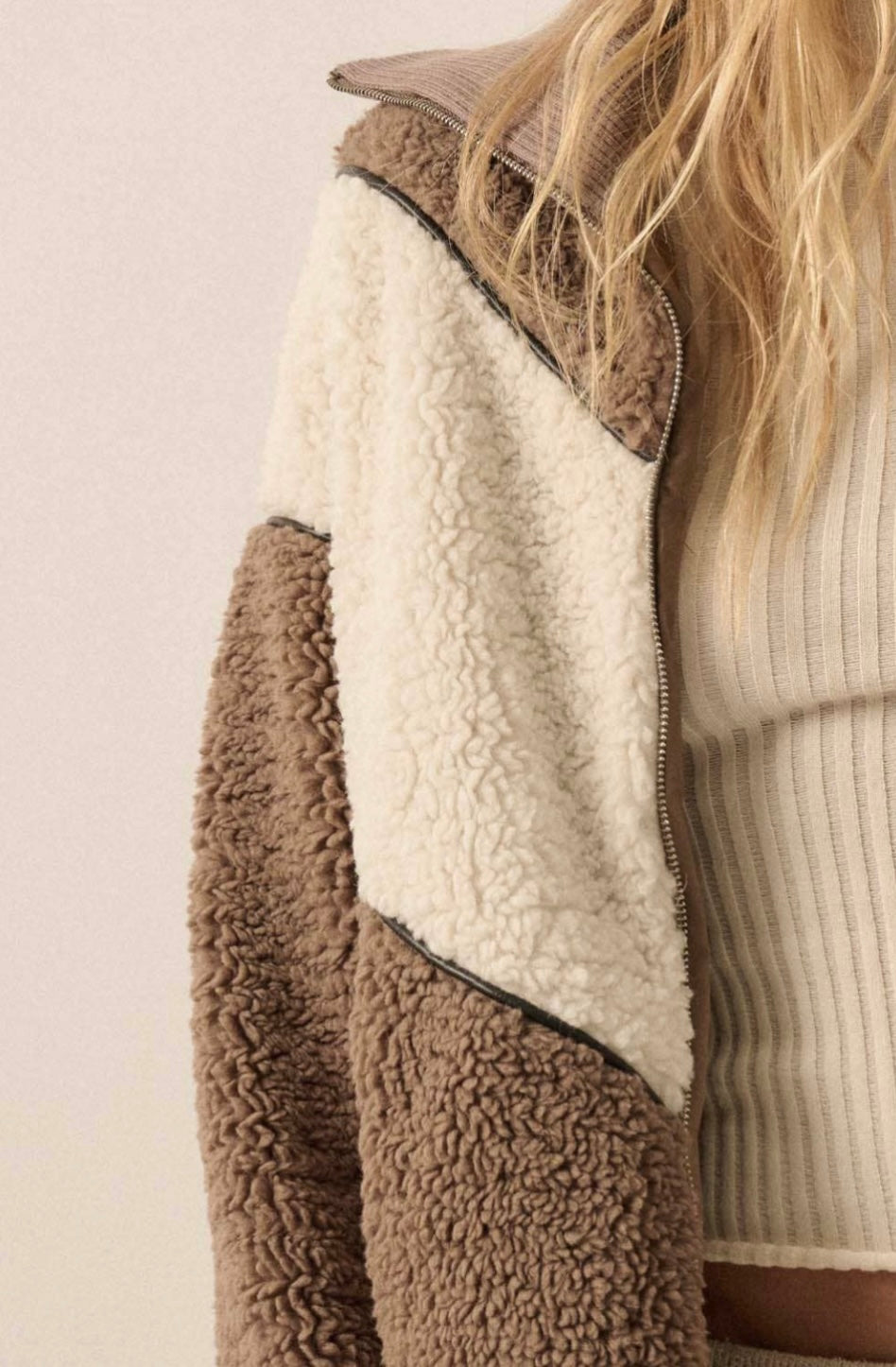 Mia Color Block Sherpa Jacket