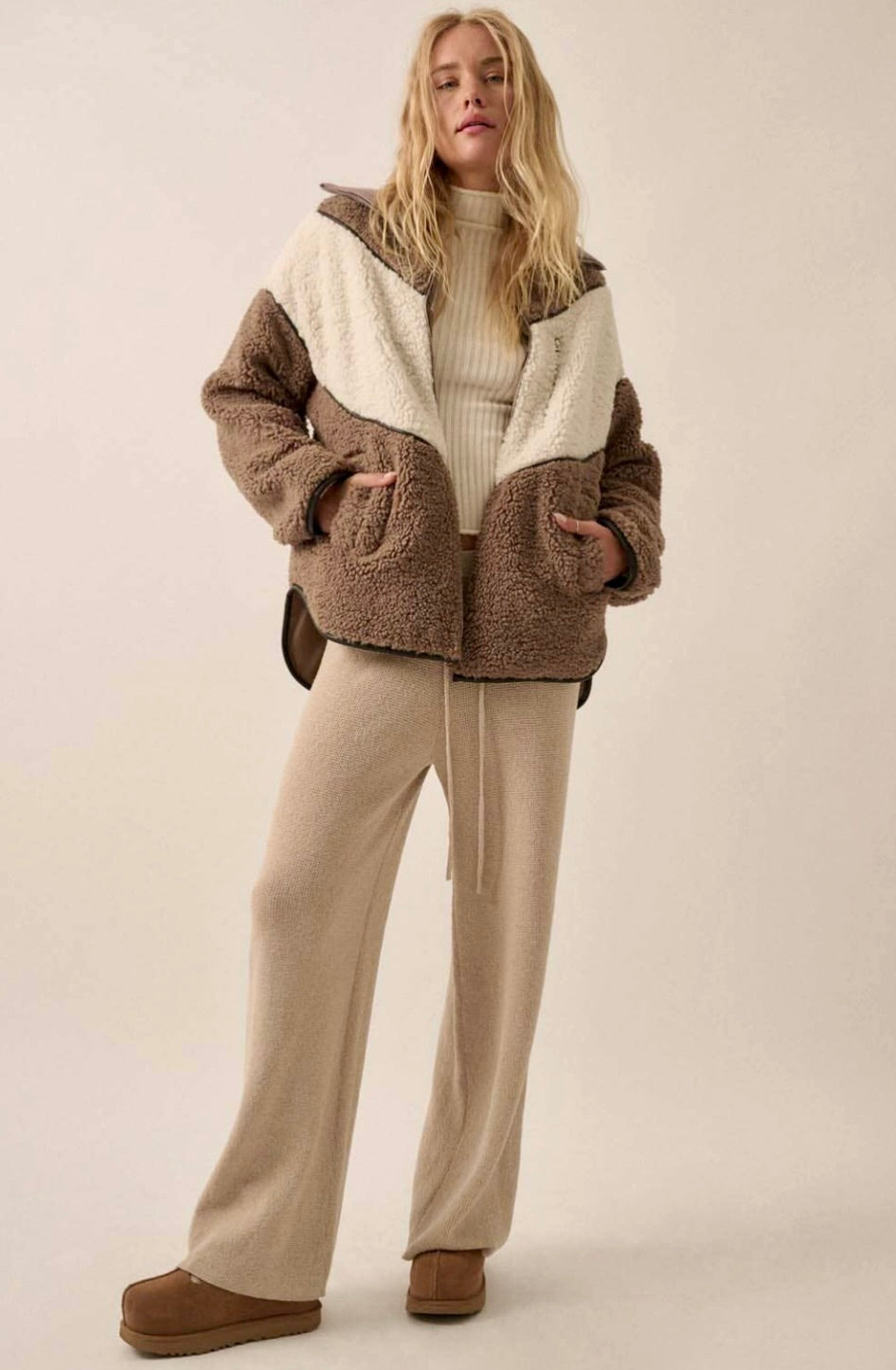 Mia Color Block Sherpa Jacket