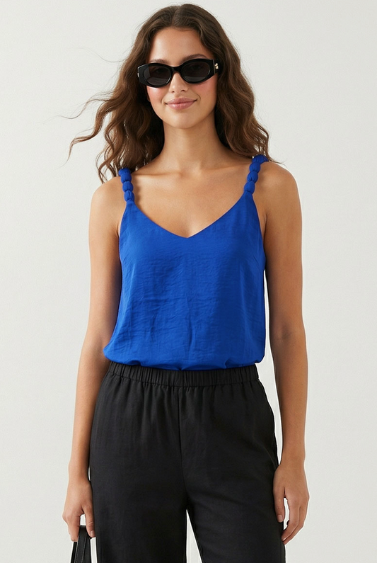 Brianna Flowy Tank - Cobalt