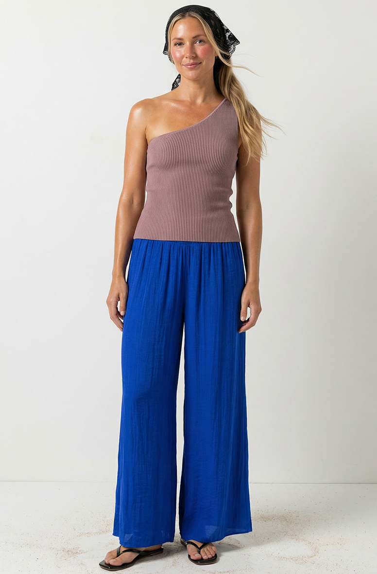 Jana Smocked Wide Leg Pants - Cobalt