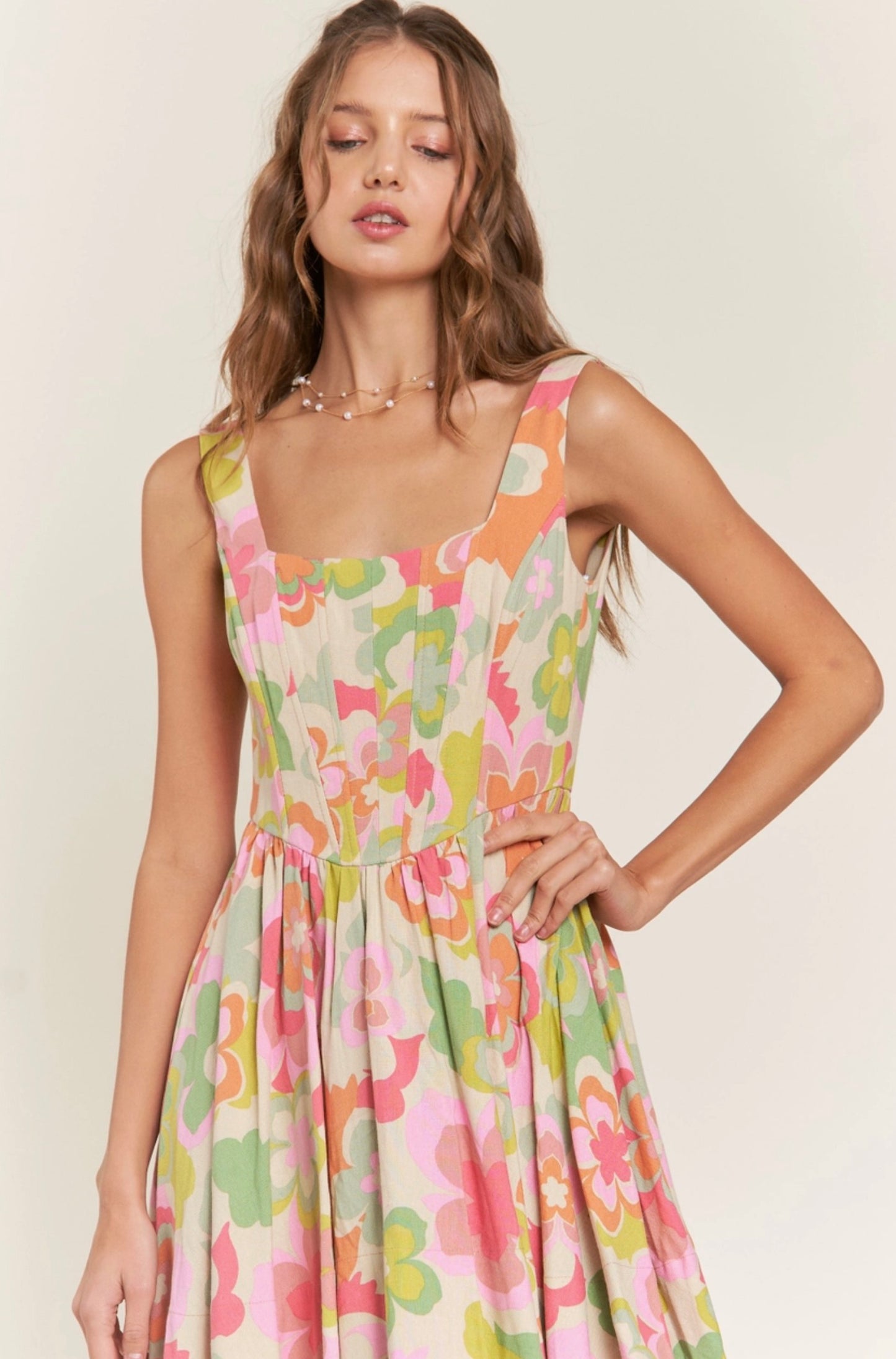 Retro Floral Corset Dress